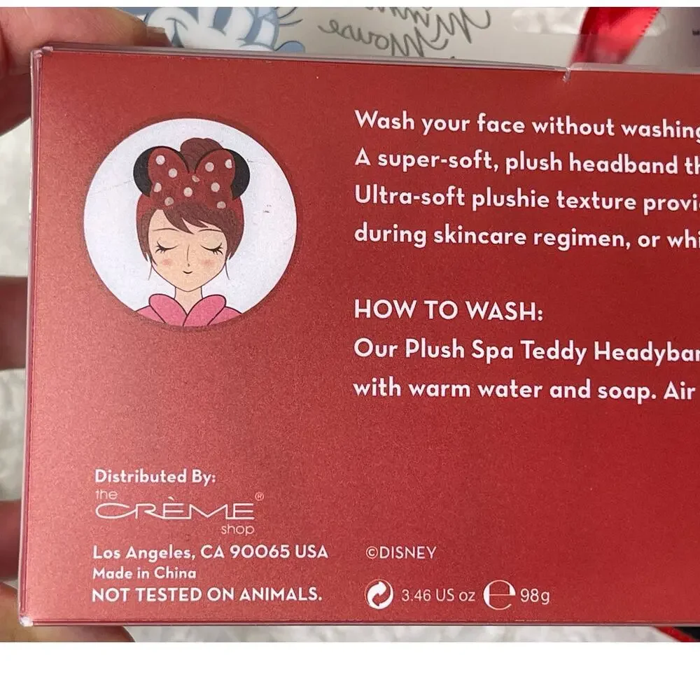The Creme Shop Minnie Mouse 3D Teddy Spa Headband Plushie Bow Hairband Red Black
